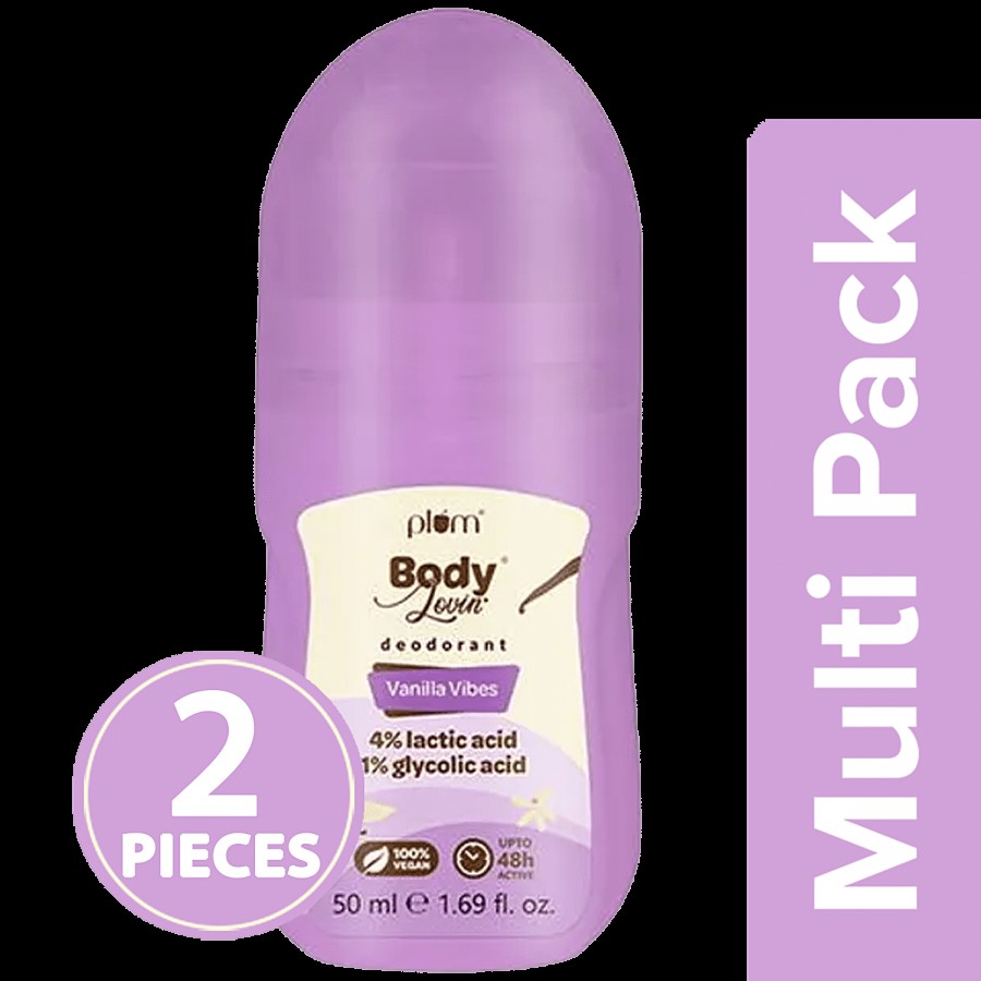 Plum BodyLovin' Vanilla Vibes Deodorant Roll-On Lactic Acid & Green Tea Extract