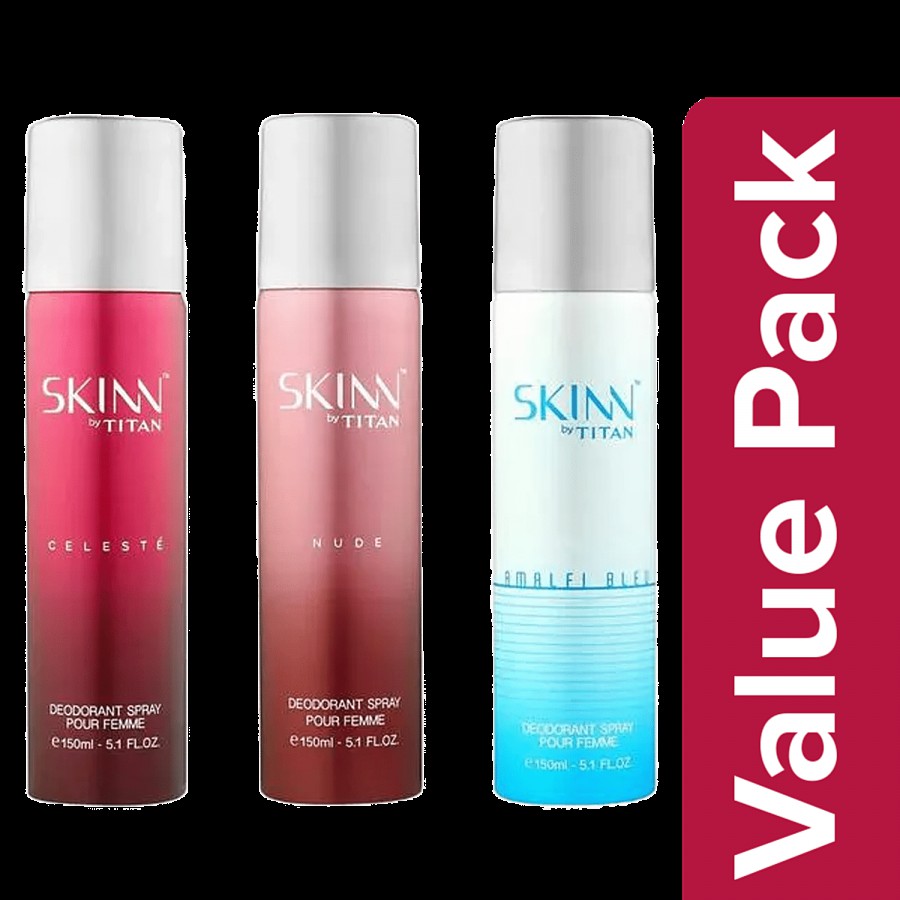 Skinn By Titan Deodorant Spray Premium Range For Her - 150 ml Each