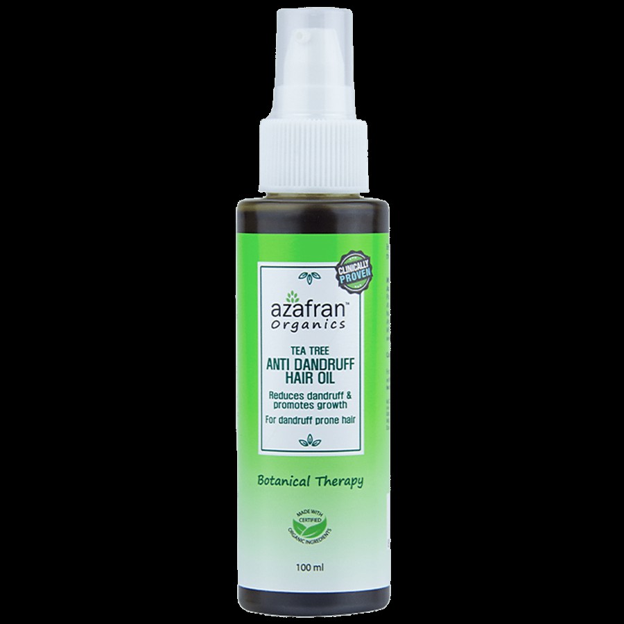 Azafran Organics Tea Tree Anti-dandruff Hair Oil - For Dandruff Prone Hair