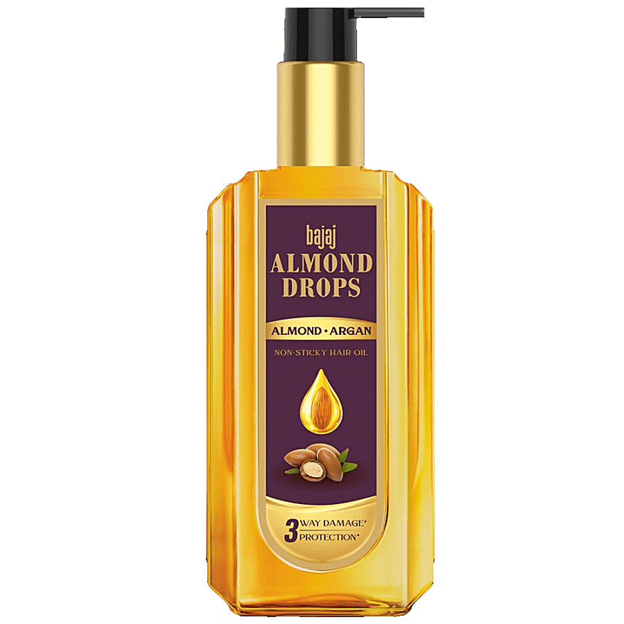 Bajaj Almond Drops Non-Sticky Hair Oil - Infused With Almond & Argan Oil