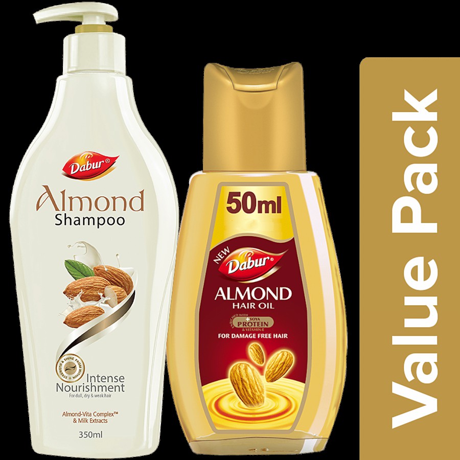 Dabur Almond Hail Oil 200 ml (50ml Extra) + Almond Shampoo 350 ml