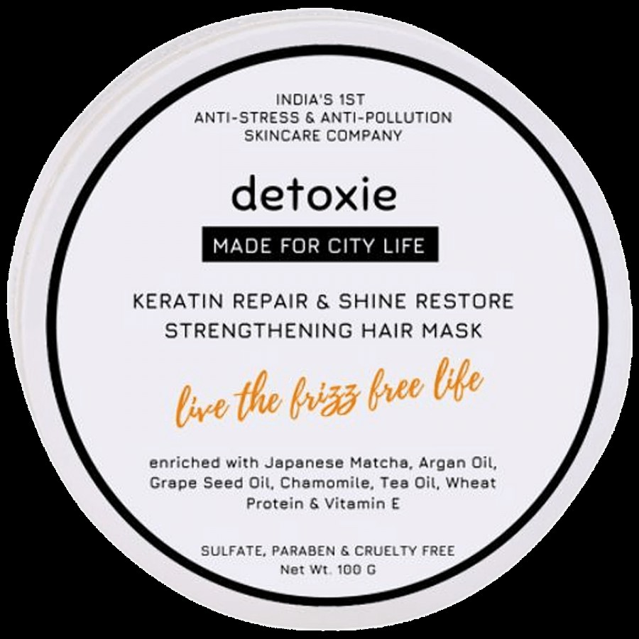 Detoxie Keratin Repair & Shine Restore Strengthening Hair Mask - With Japanese Matcha