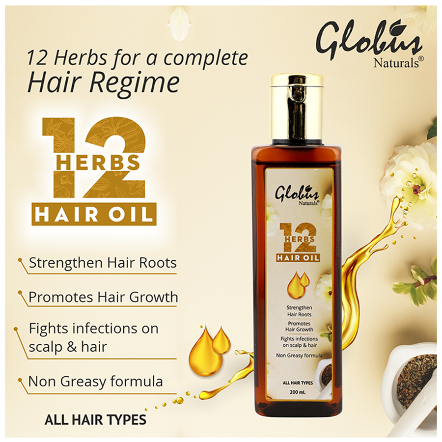 Globus Naturals 12 Herbs Hair Growth Oil - Deeply Nourishes