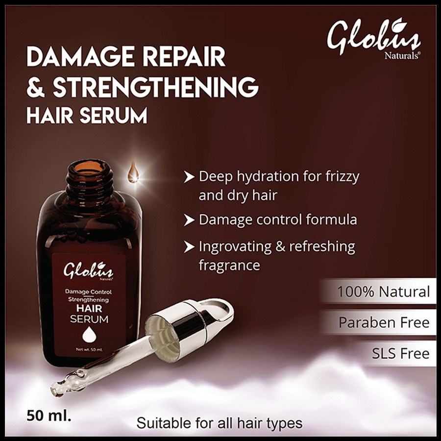 Globus Naturals Damage Control & Strengthening Hair Serum - Protects With Nongreasy Formula