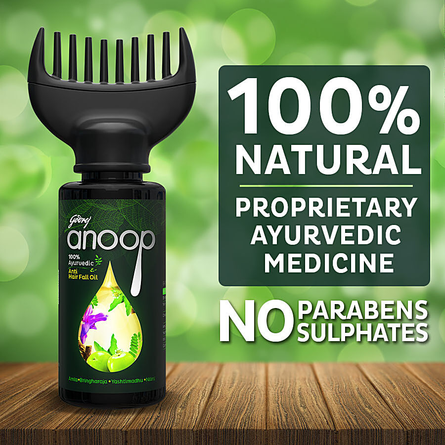 Godrej Anoop 100% Ayurvedic Anti Hair Fall Oil - Blacken & Strengthen Hair