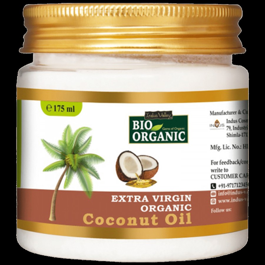 Indus Valley Bio Organic Extra Virgin Organic Coconut Oil With Natural Aroma Of Coconut Oil For Body