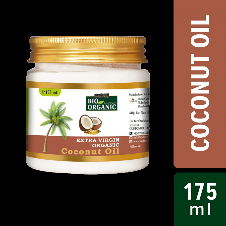 Indus Valley Bio Organic Extra Virgin Organic Coconut Oil With Natural Aroma Of Coconut Oil For Body