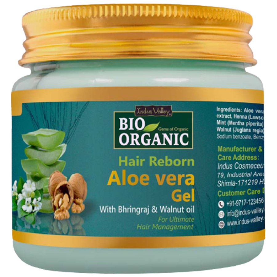 Indus Valley Bio Organic Hair Reborn Aloe Vera Gel With Bhringraj & Walnut Oil For Ultimate Hair Management