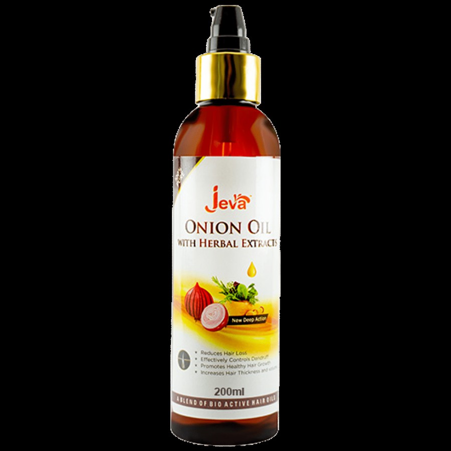 Jeva Onion Hair Oil with Herbal Extracts - Controls Dandruff & Hairloss