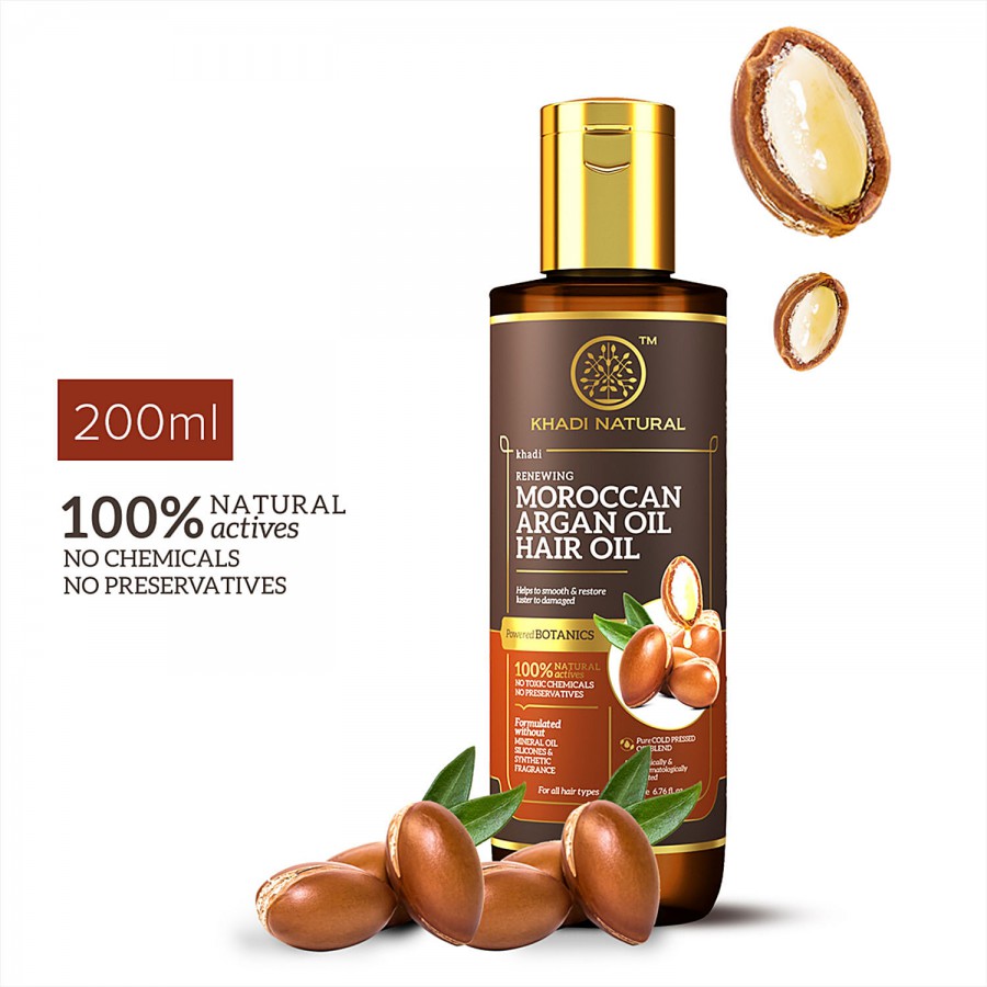 Khadi Natural Moroccan Argan Hair Oil - Powered Botanics