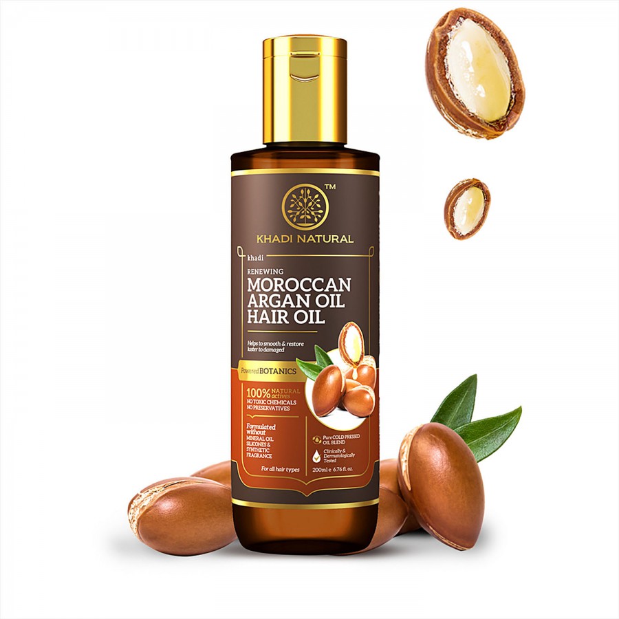 Khadi Natural Moroccan Argan Hair Oil - Powered Botanics