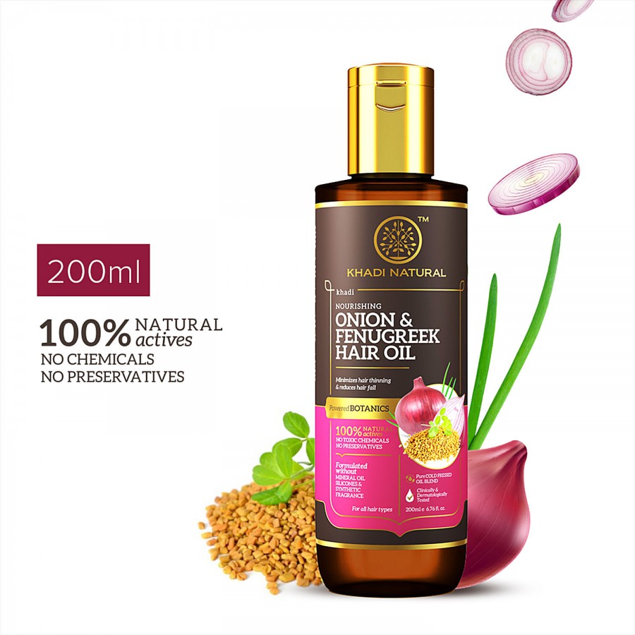 Khadi Natural Onion & Fenugreek Hair Oil - Powered Botanics