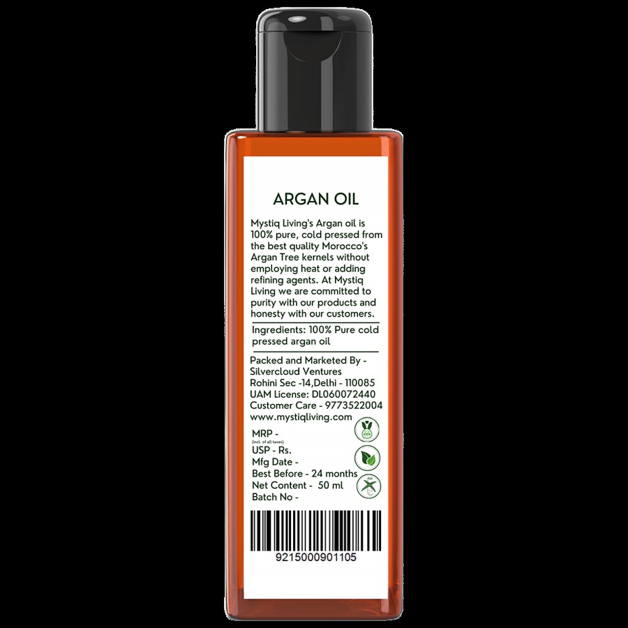 Mystiq Living Pure Morrocan Argan Oil for Hair Growth