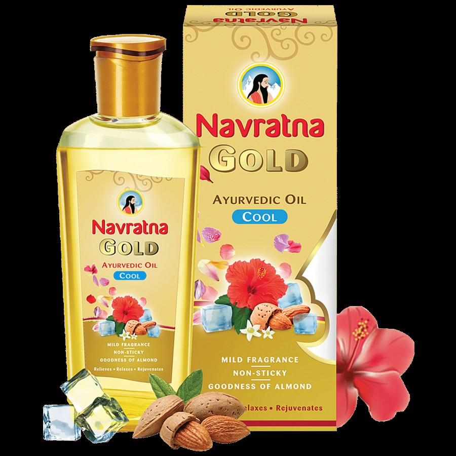 Navratna Gold Ayurvedic Cool Hair Oil - Mild Fragrance