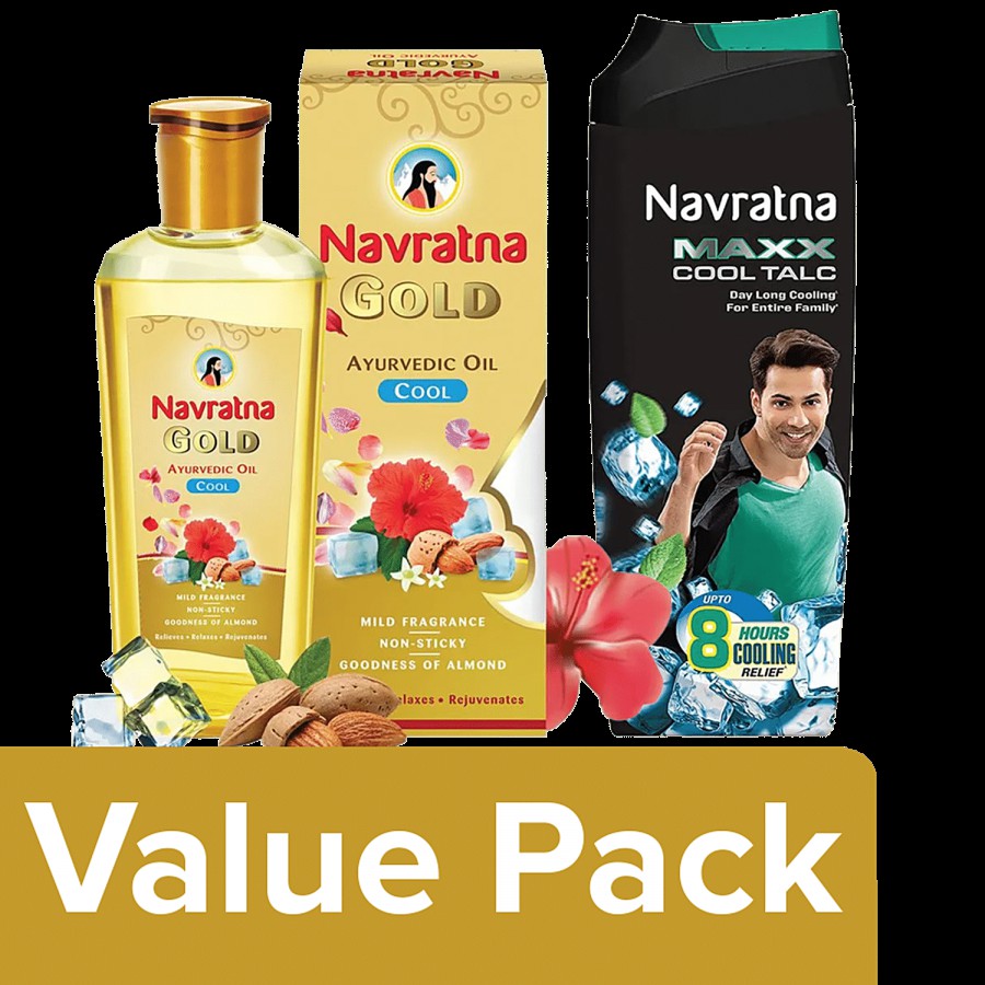 Navratna Gold Ayurvedic Cool Hair Oil 500 ml + Maxx Cool Talc 400 g