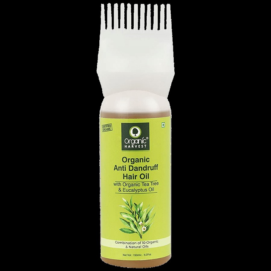 Organic Harvest Anti Dandruff Hair Oil - Organic Tea Tree & Eucalyptus Oils Infused