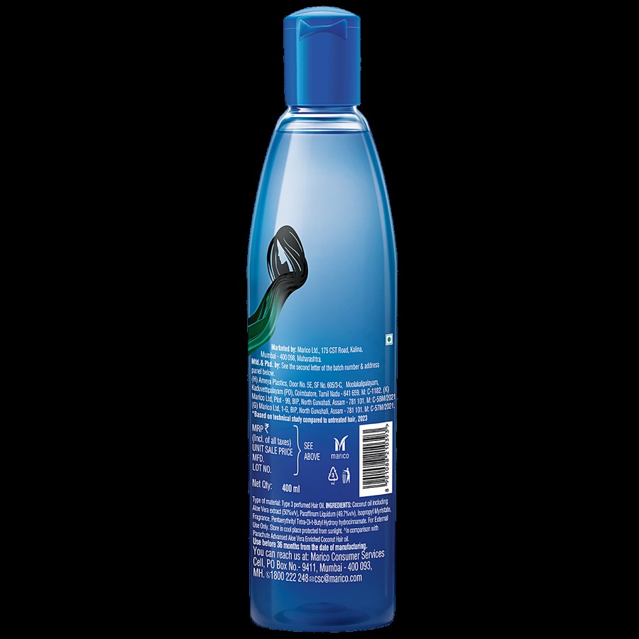 Parachute  Advansed Aloe Vera Enriched Coconut Hair Oil Gold With 5X Aloe Vera For Soft Hair