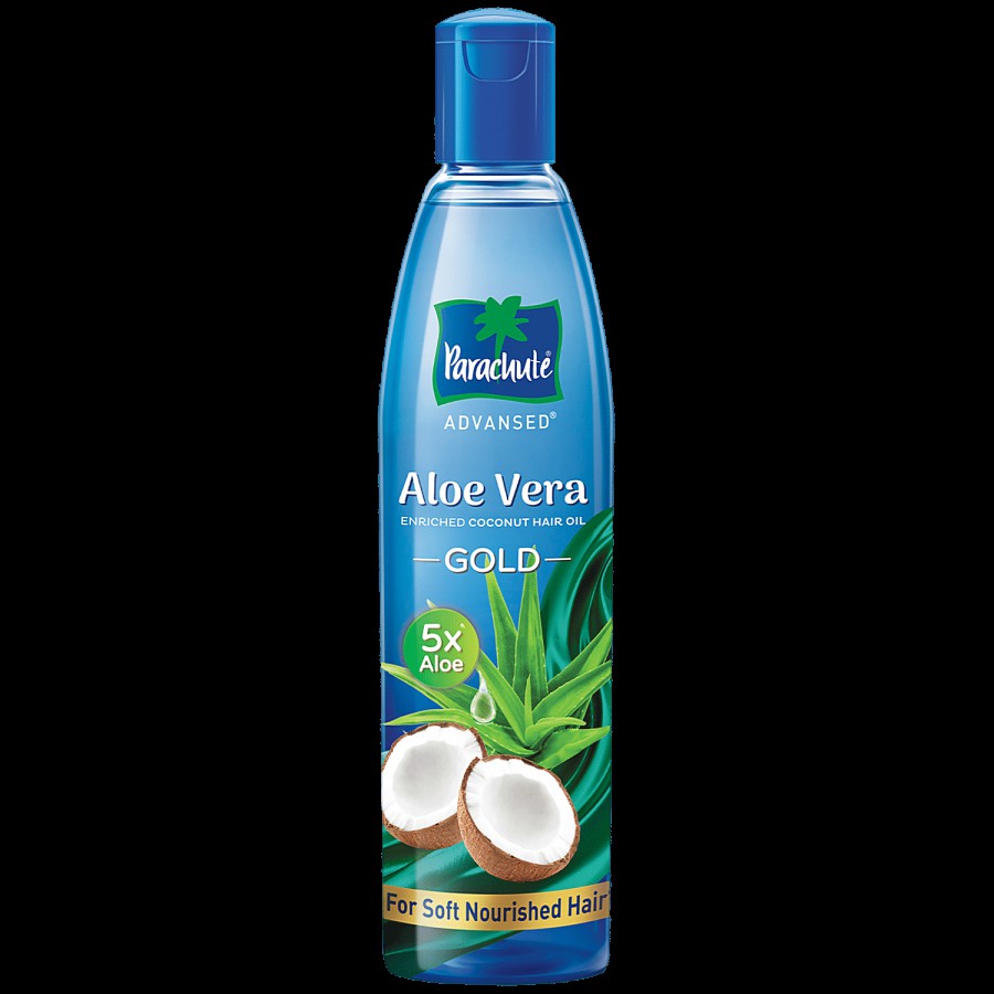 Parachute  Advansed Aloe Vera Enriched Coconut Hair Oil Gold With 5X Aloe Vera For Soft Hair