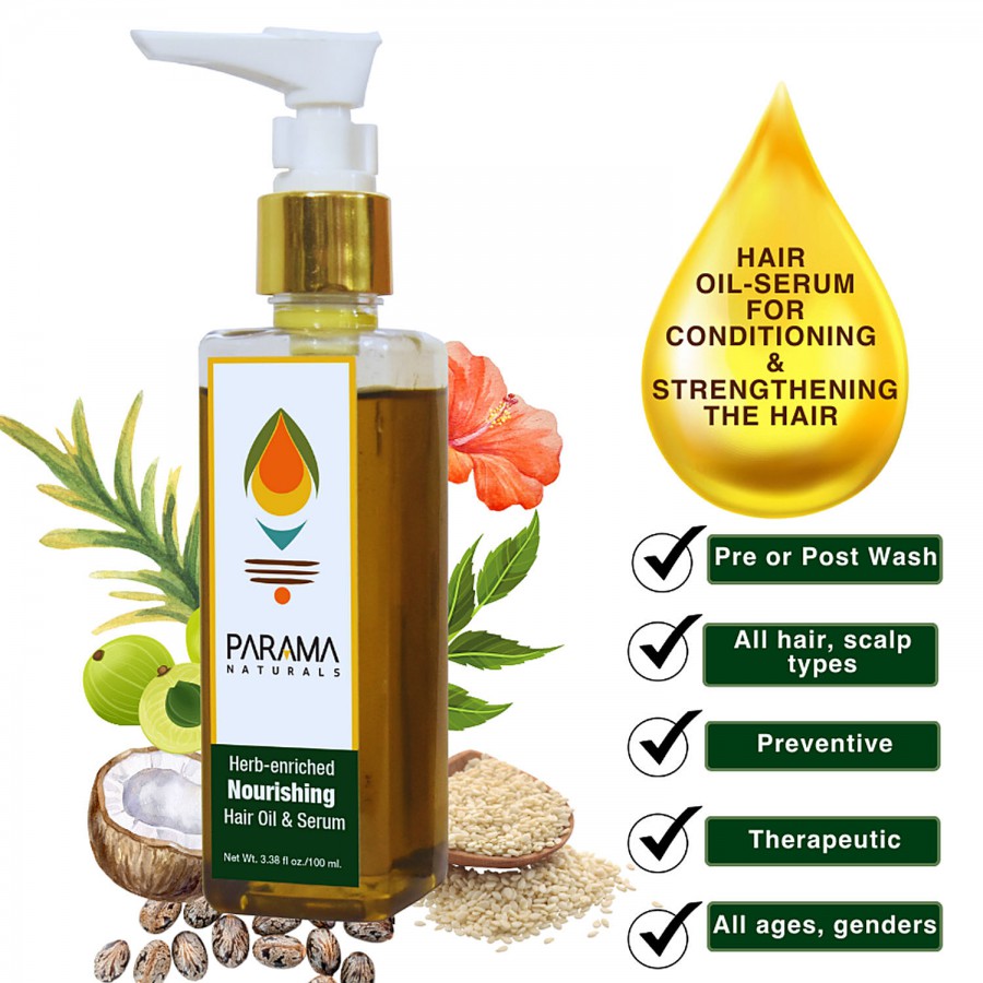 Parama Naturals Herb-enriched Nourishing Hair Oil & Serum - For Hair Growth