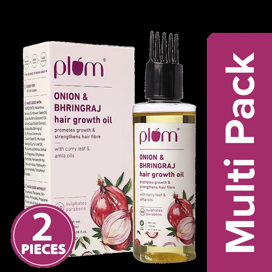 Plum Onion Bhringraj Hair Growth Oil With Curry Leaf No Parabens Vegan