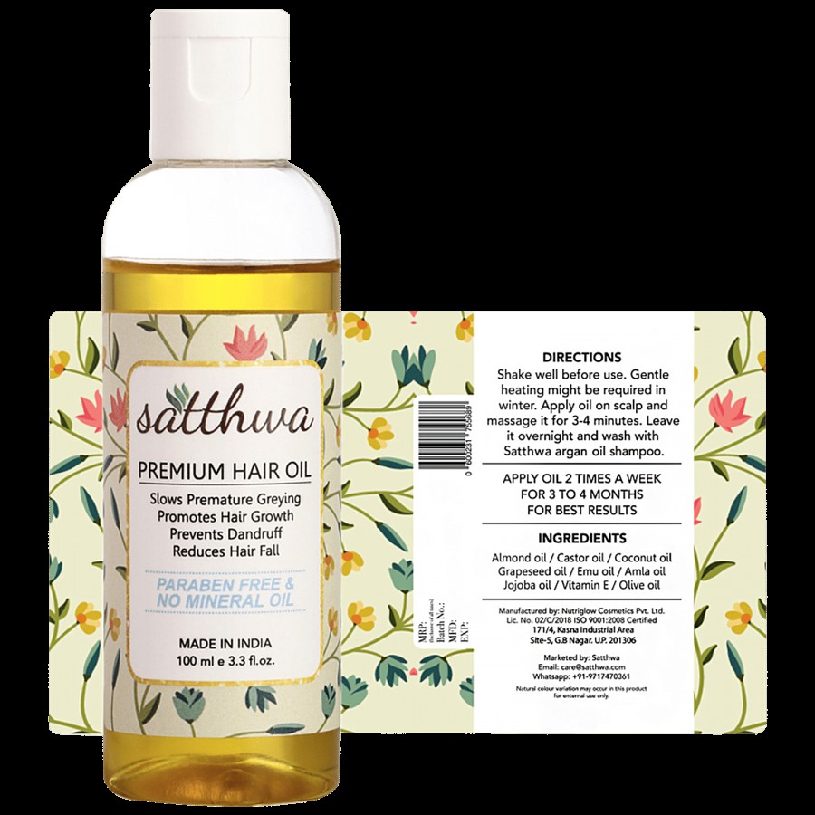 Satthwa Premium Hair Oil - For Hair Growth