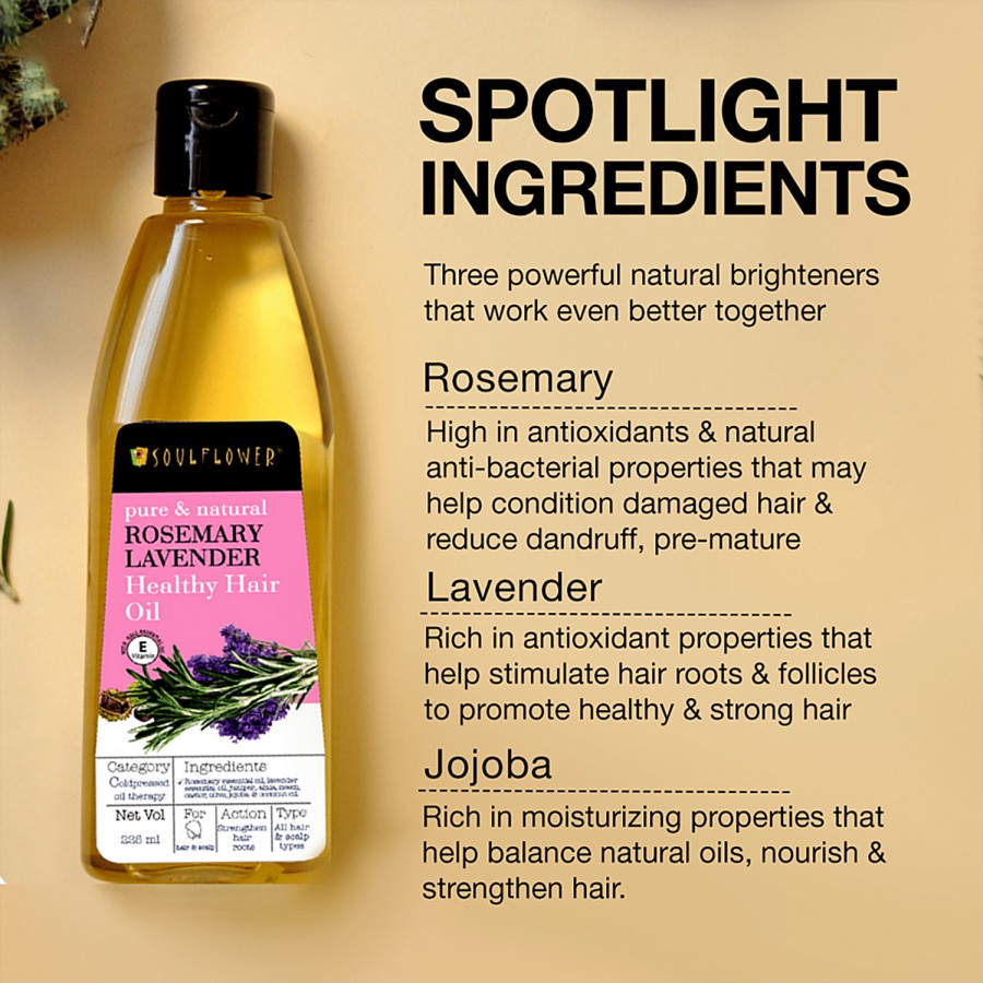 Soulflower Rosemary Lavender Healthy Hair Oil - For Hair Growth