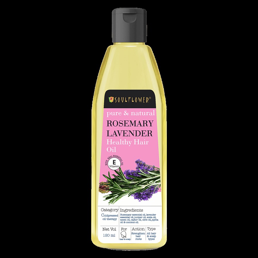 Soulflower Rosemary Lavender Healthy Hair Oil - For Hair Growth