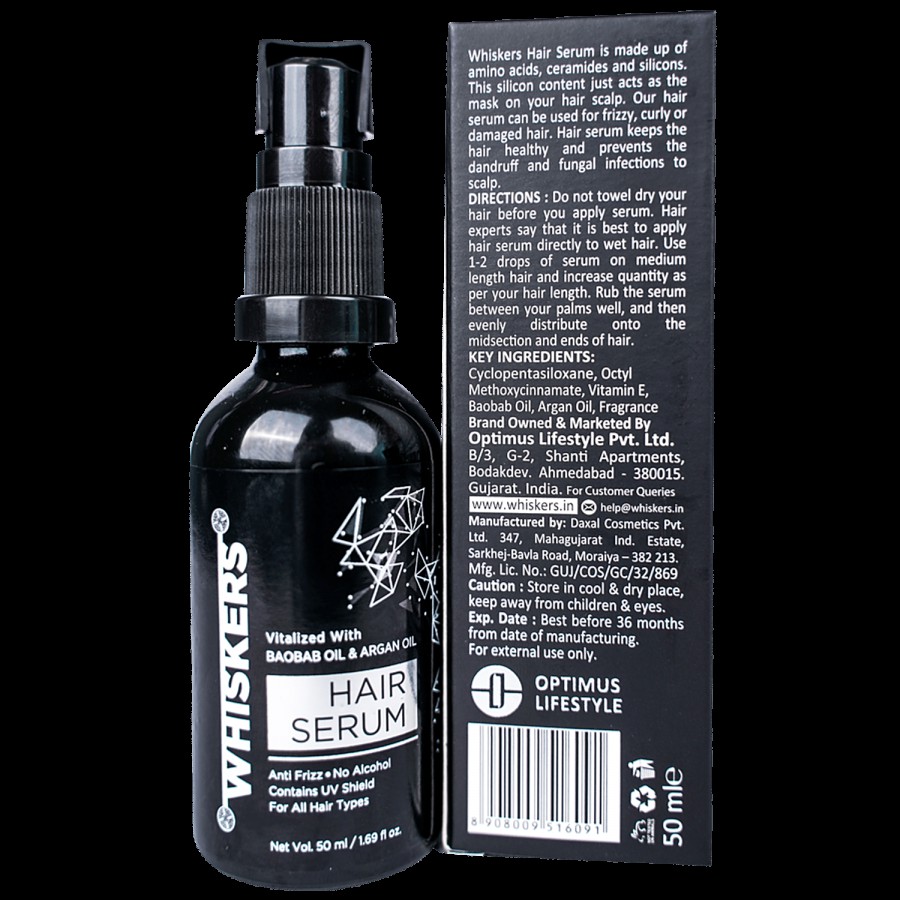 Whiskers Hair Serum - Vitalized With Baobab Oil & Argan Oil