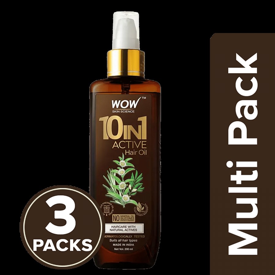 Wow Skin Science 10-In-1 Active Hair Oil - With Natural Actives