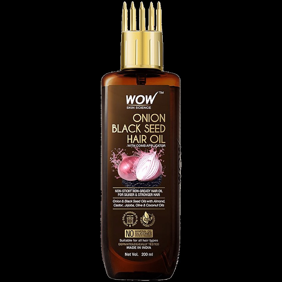 Wow Skin Science Onion Black Seed Hair Oil - With Comb Applicator