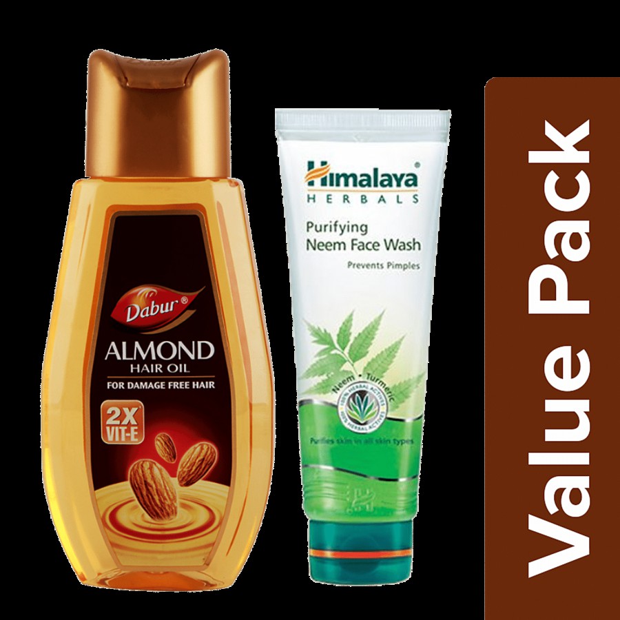 bb Combo Dabur Almond Hair Oil 500 ml + Himalaya Purifying Neem Face Wash 150 ml