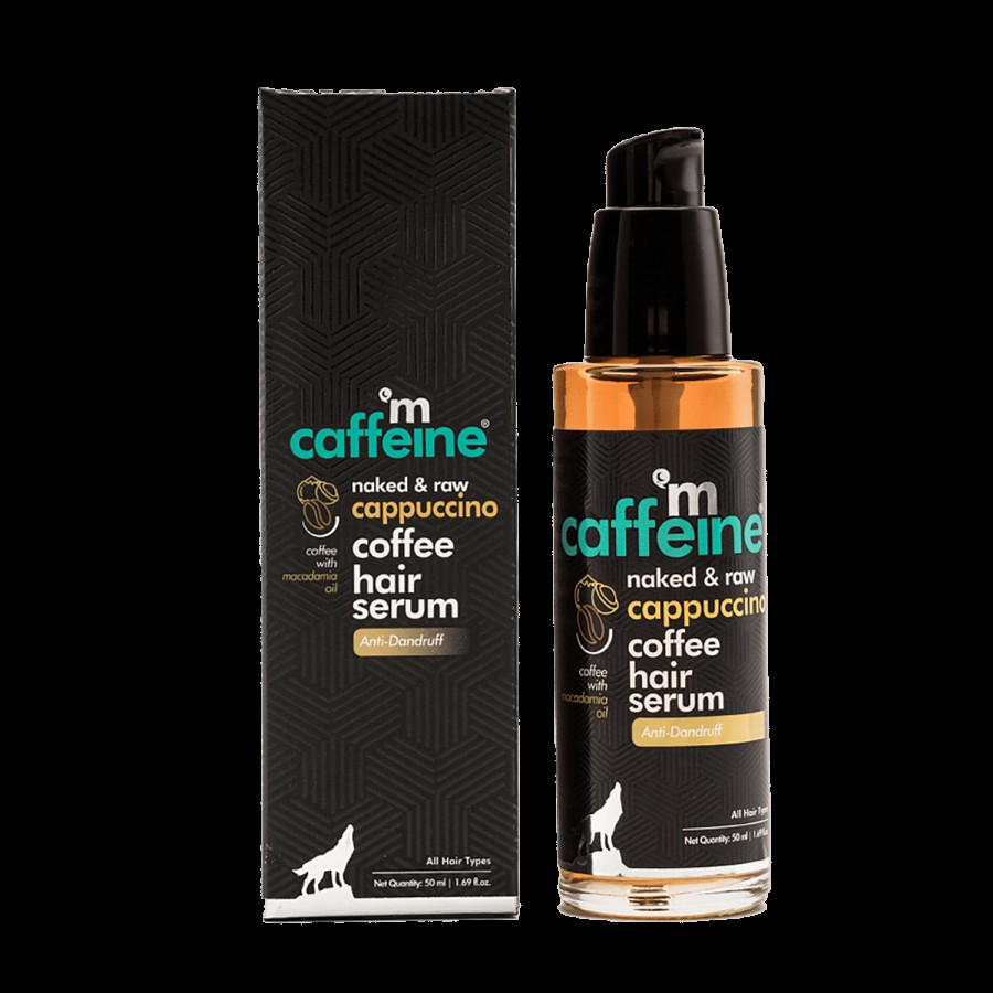 mCaffeine Naked & Raw Cappuccino Coffee Hair Serum With Macadamia Oil - Reduces Frizz