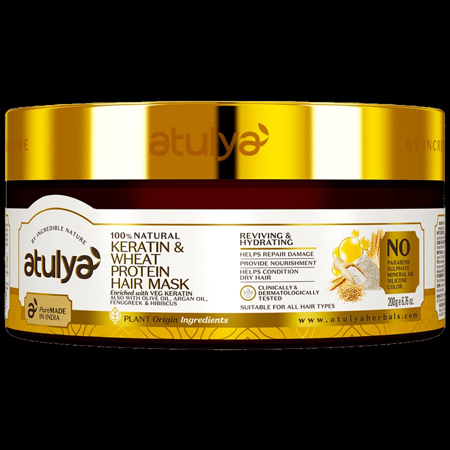 Atulya Keratin & Wheat Protein Hair Mask - With Olive & Argan Oil