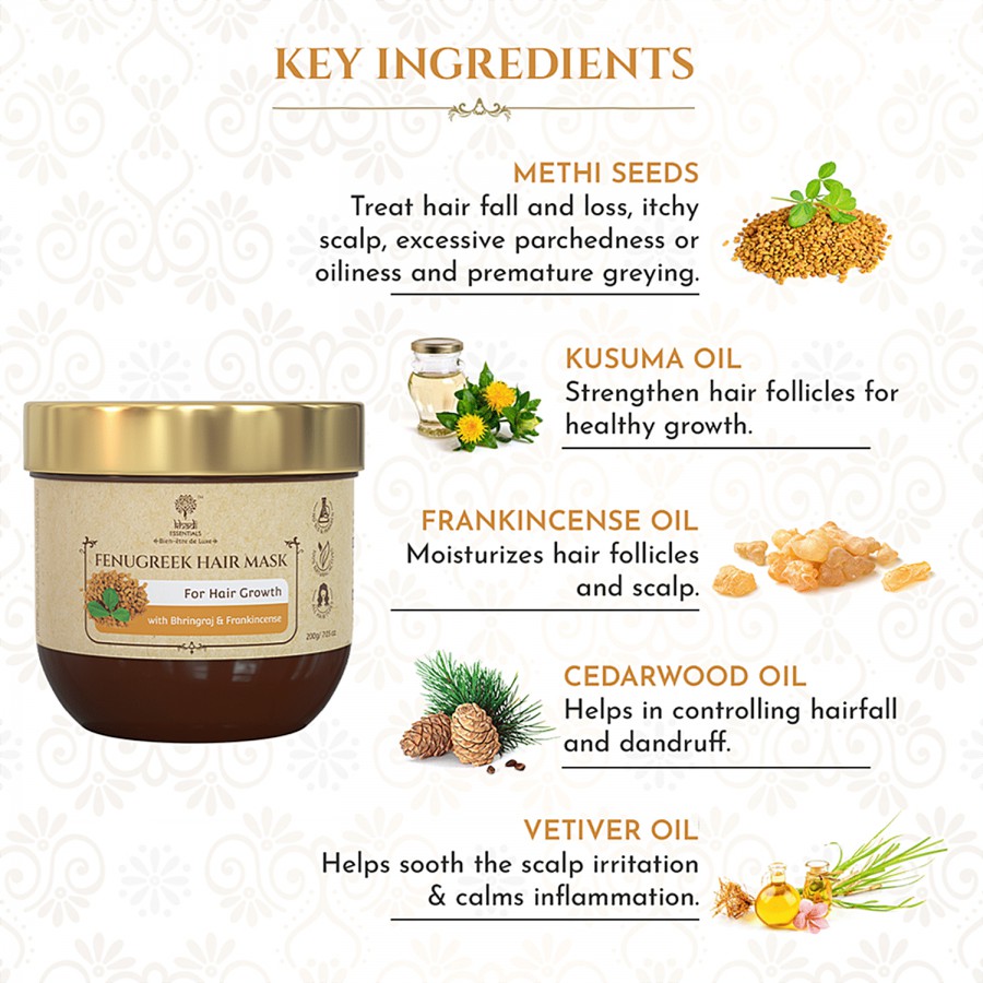 Khadi Essentials Fenugreek Hair Mask - With Bhringraj & Frankincense