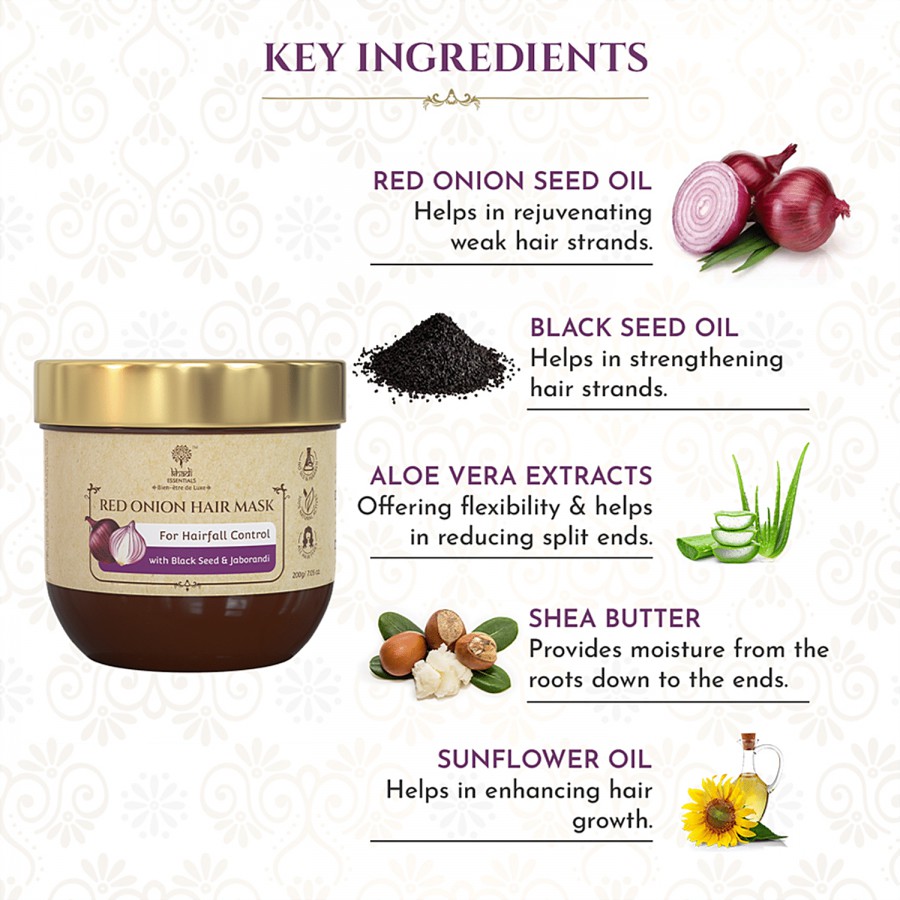 Khadi Essentials Red Onion Hair Mask - With Black Seed & Jaborandi