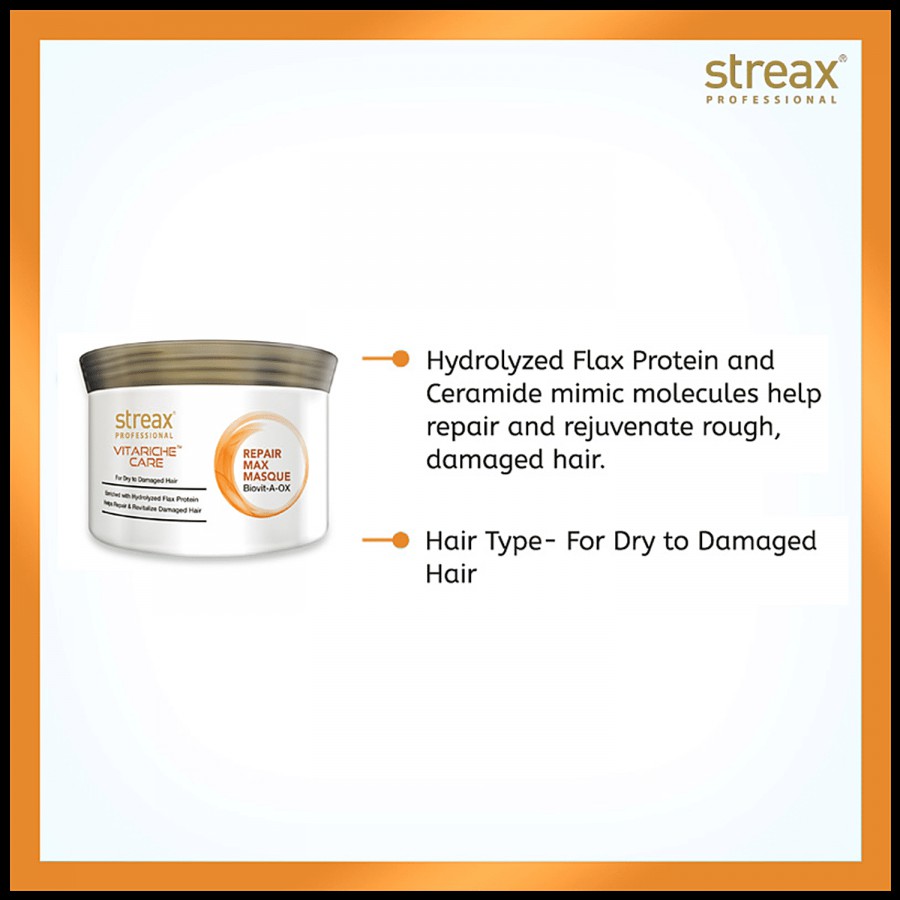 Streax Professional Vitariche Care Repair Max Masque - With Hydrolyzed Flax Protein