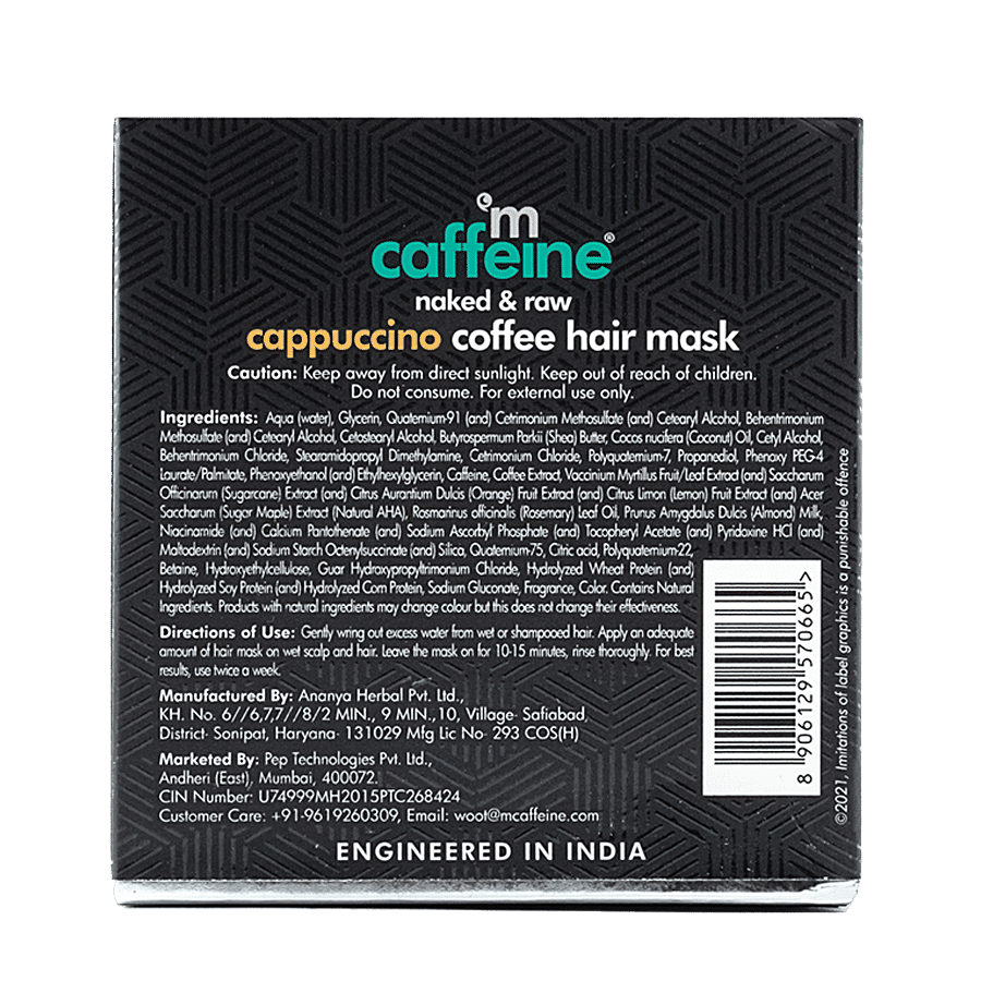 mCaffeine Naked & Raw Cappuccino Coffee Hair Mask - Reduces Frizz