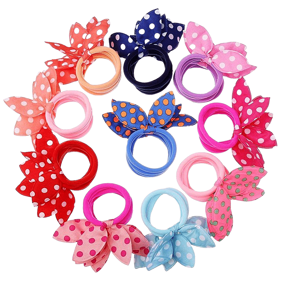 CS BEAUTY Rabbit Ear Hair Tie/Rubber Band - Multicolour