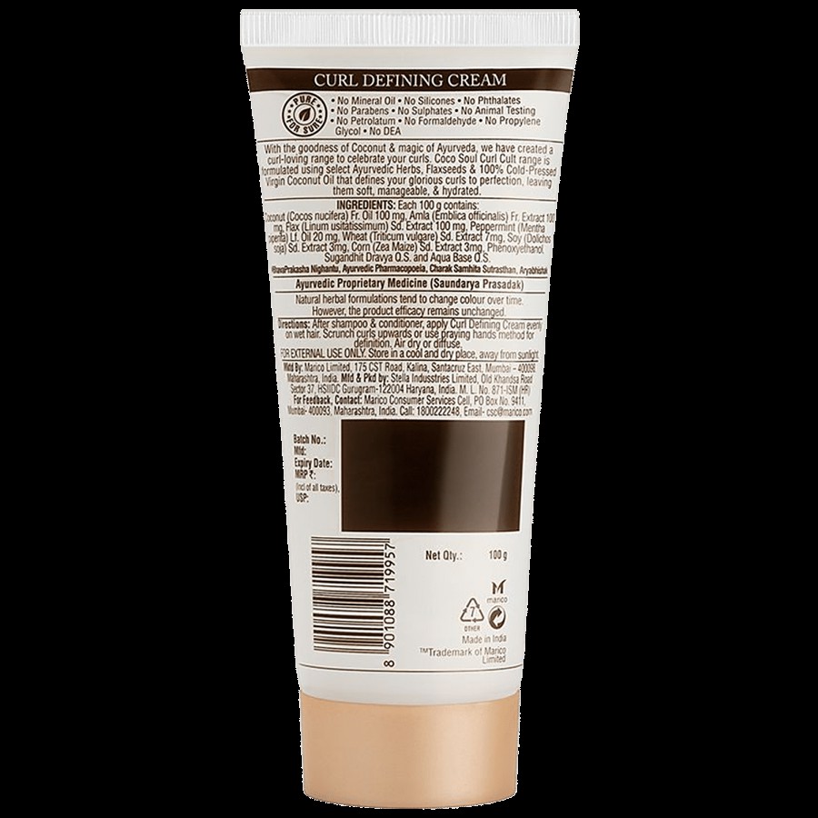 Coco Soul Curl Cult Hair Defining Cream - For Moisturised & Defined Curls