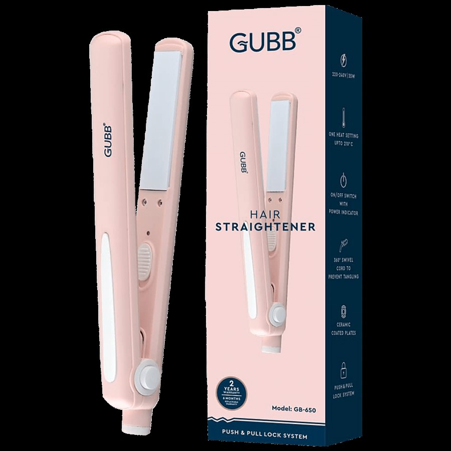 Gubb Hair Straightener With Ceramic Coated Plates - For Frizz Free Look