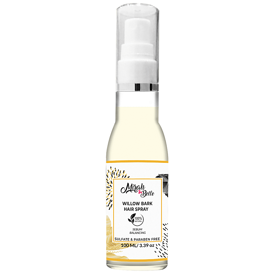 Mirah Belle Organic & Natural Willow Bark-Green Tea Leaf Sebum Balancing Hair Spray - Paraben Free