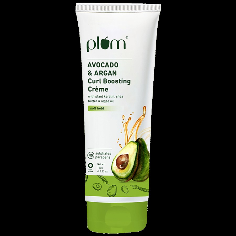 Plum Avocado & Argan Curl Boosting Creme - Plant Keratin Hair Cream