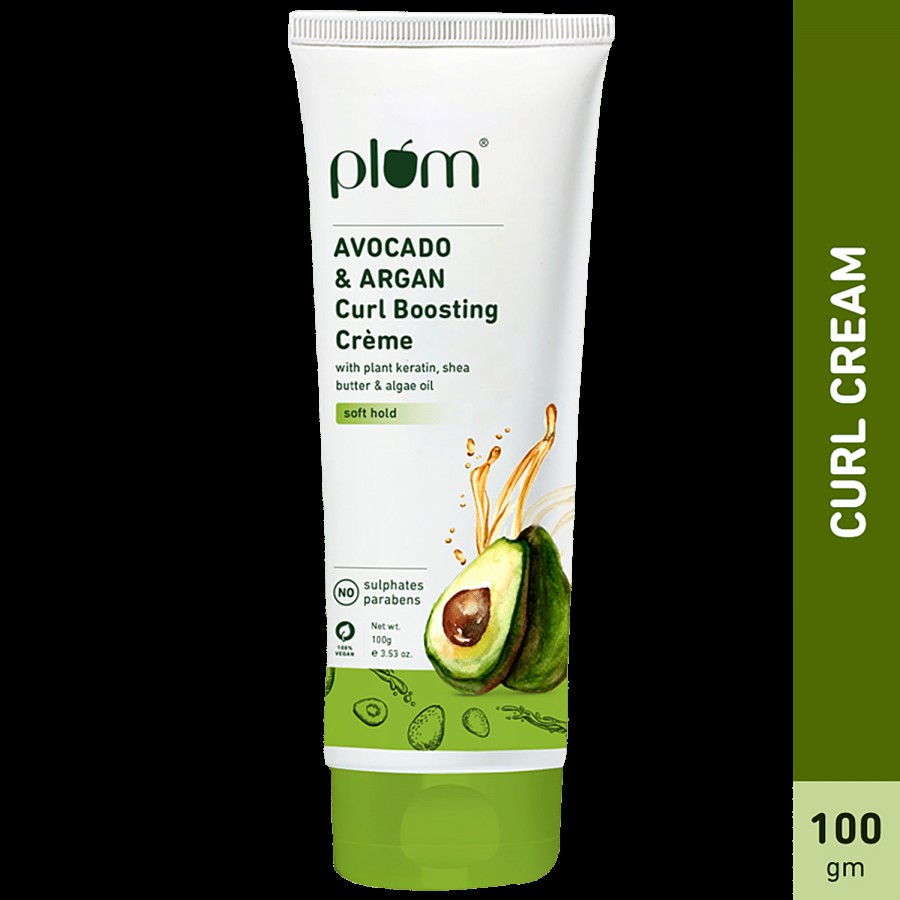 Plum Avocado & Argan Curl Boosting Creme - Plant Keratin Hair Cream