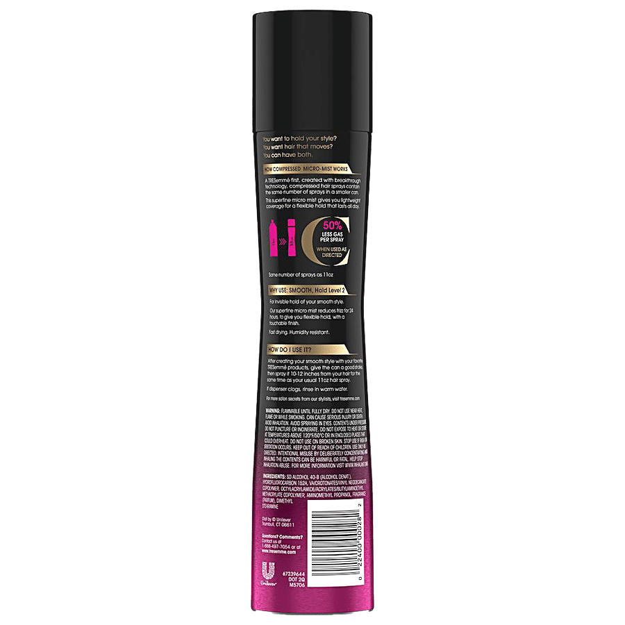 Tresemme Hair Spray Compressed Micro Mist Invisible Hold Natural Finish Smooth Hold Level 2 Hair Spray