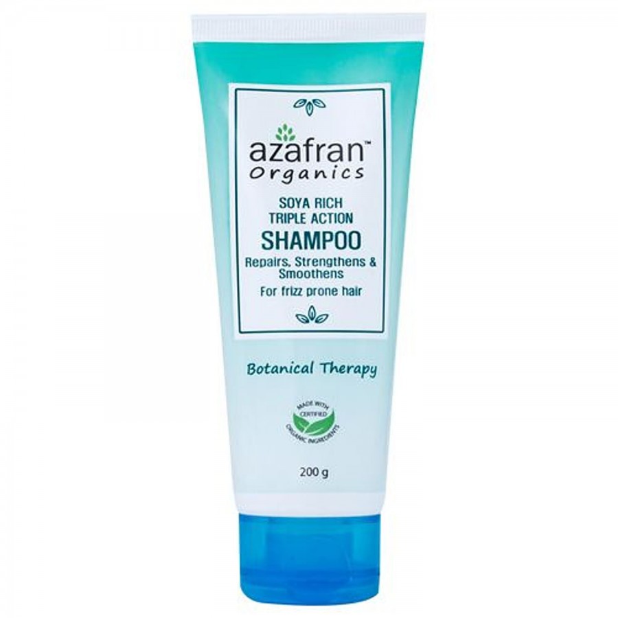 Azafran Organics Soya Rich Triple Action Shampoo - For Frizz Prone Hair