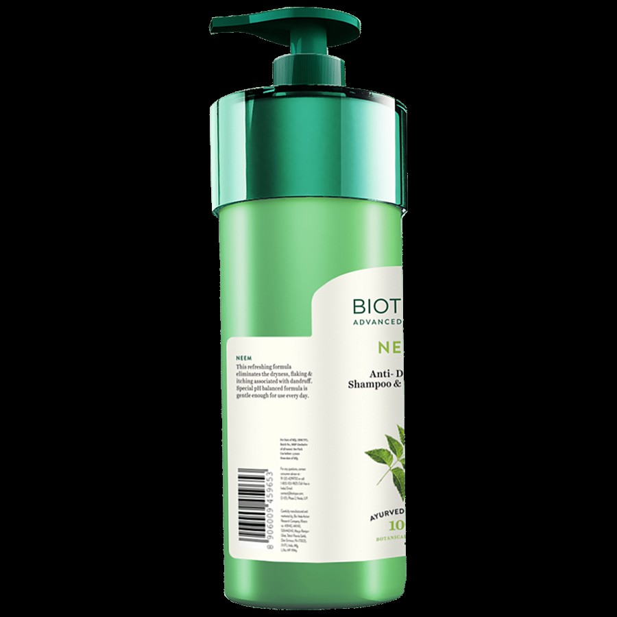 BIOTIQUE Anti Dandruff Shampoo with Conditioner - Fresh Neem