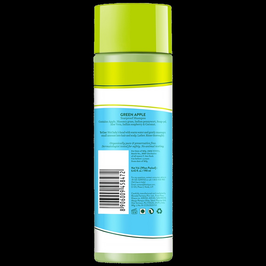 BIOTIQUE Green Apple Baby Shampoo - Soap Free