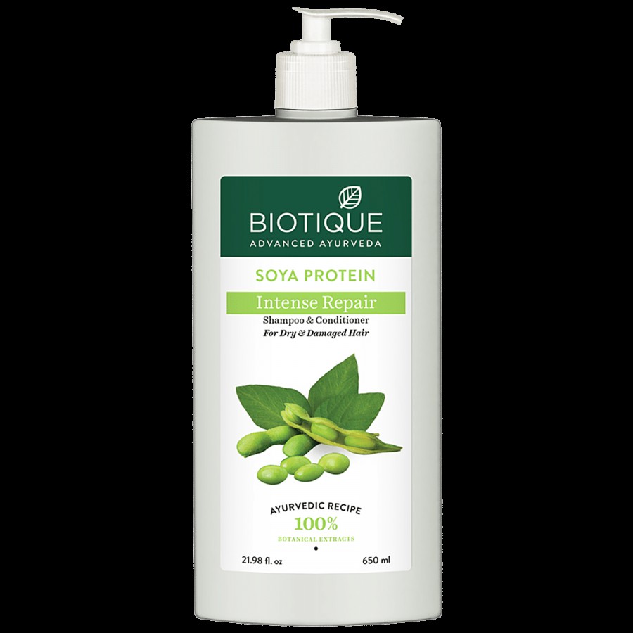 BIOTIQUE Soya Protein Intense Repair Shampoo & Conditioner - For Dry Hair