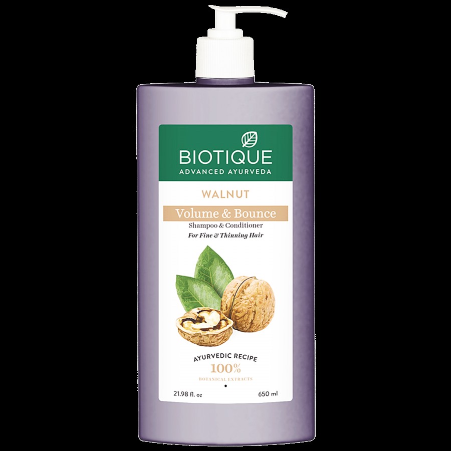 BIOTIQUE Walnut Volume & Bounce Shampoo & Conditioner - For Fine & Thinning Hair