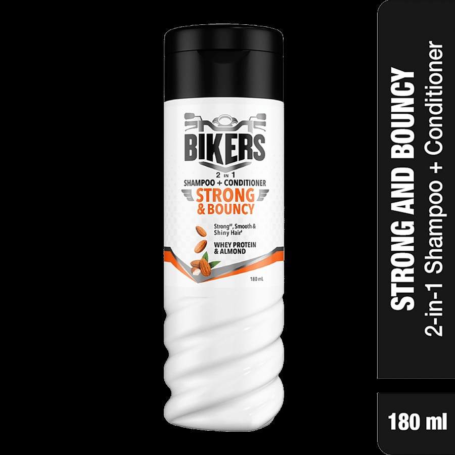 Biker's Strong & Bouncy 2-In-1 Shampoo + Conditioner - With Whey Protein & Almond